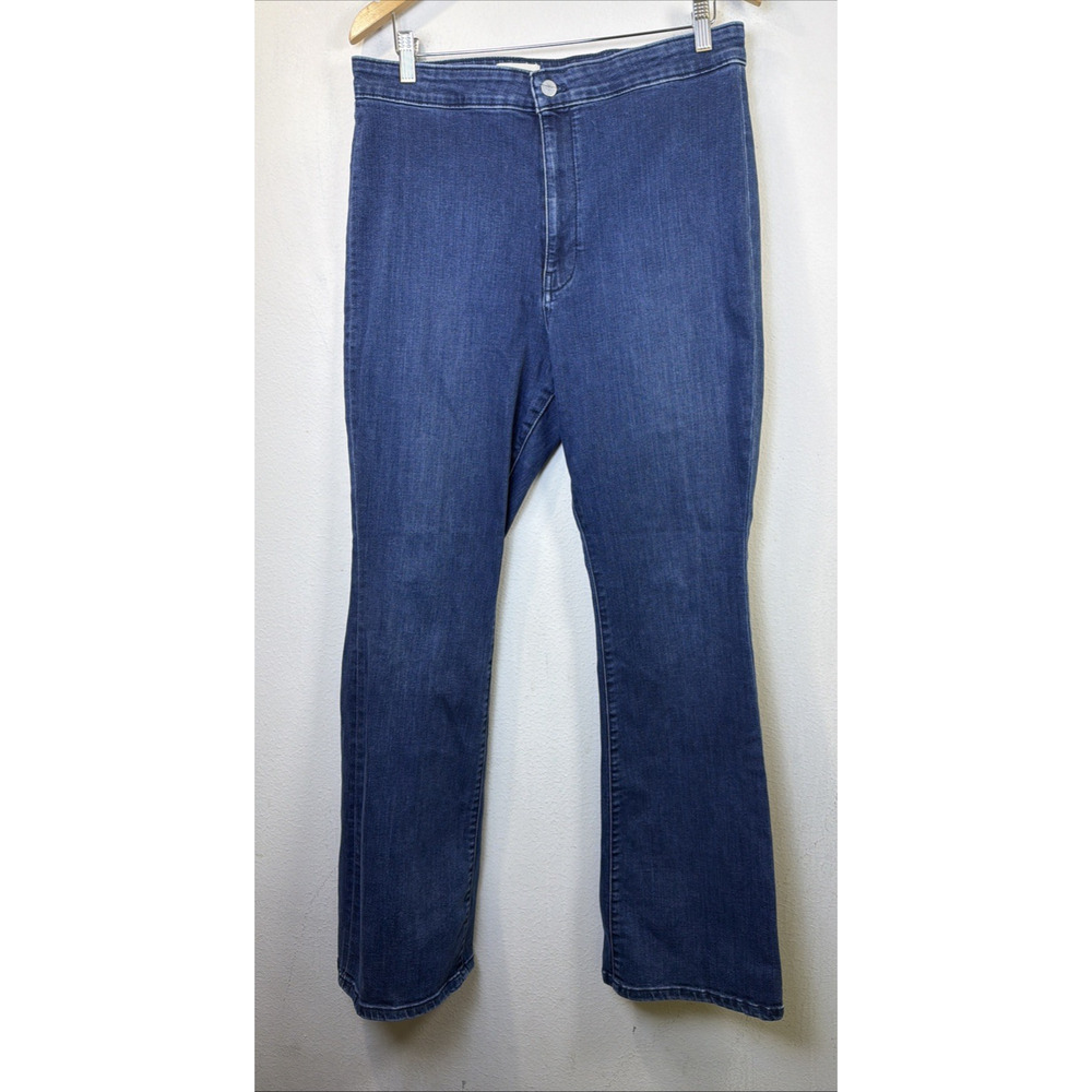 anthropologie Pilcro Jeans Womens 32 Blue denim 12 14 flat front trouser dress
